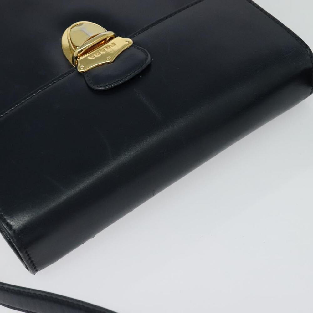PRADA Shoulder Bag Leather Navy Gold - Picture 6 of 12
